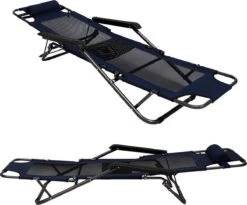 Ligstoel 180x60cm - Opvouwbaar Campingstoel Ligbed Strandstoel Tuinstoel Vouwligstoel Blauw -Kampeermeubilair 1200x994