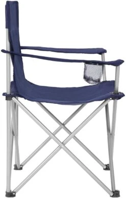 Set Van 2 Opvouwbare Campingstoelen, Klapstoelen Voor Buiten, Comfortabel, Met Armleuningen En Bekerhouders, Stabiel Frame, Draagvermogen 120 Kg - Blauw -Kampeermeubilair 766x1200