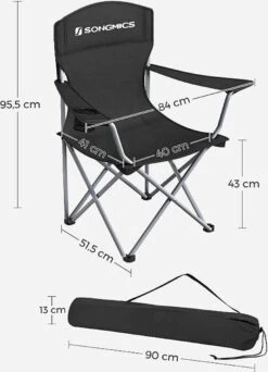 MIRA Home - Campingstoel Set Van 2 Inklapbaar - Klapstoel Met Robuust Frame - Met Flessenhouder - 76 X 51.5 X 95.5 Cm - Zwart 13 MIRA Home - Campingstoel Set Van 2 Inklapbaar - Klapstoel Met Robuust Frame - Met Flessenhouder - 76 X 51.5 X 95.5 Cm - Zwart -Kampeermeubilair 866x1200